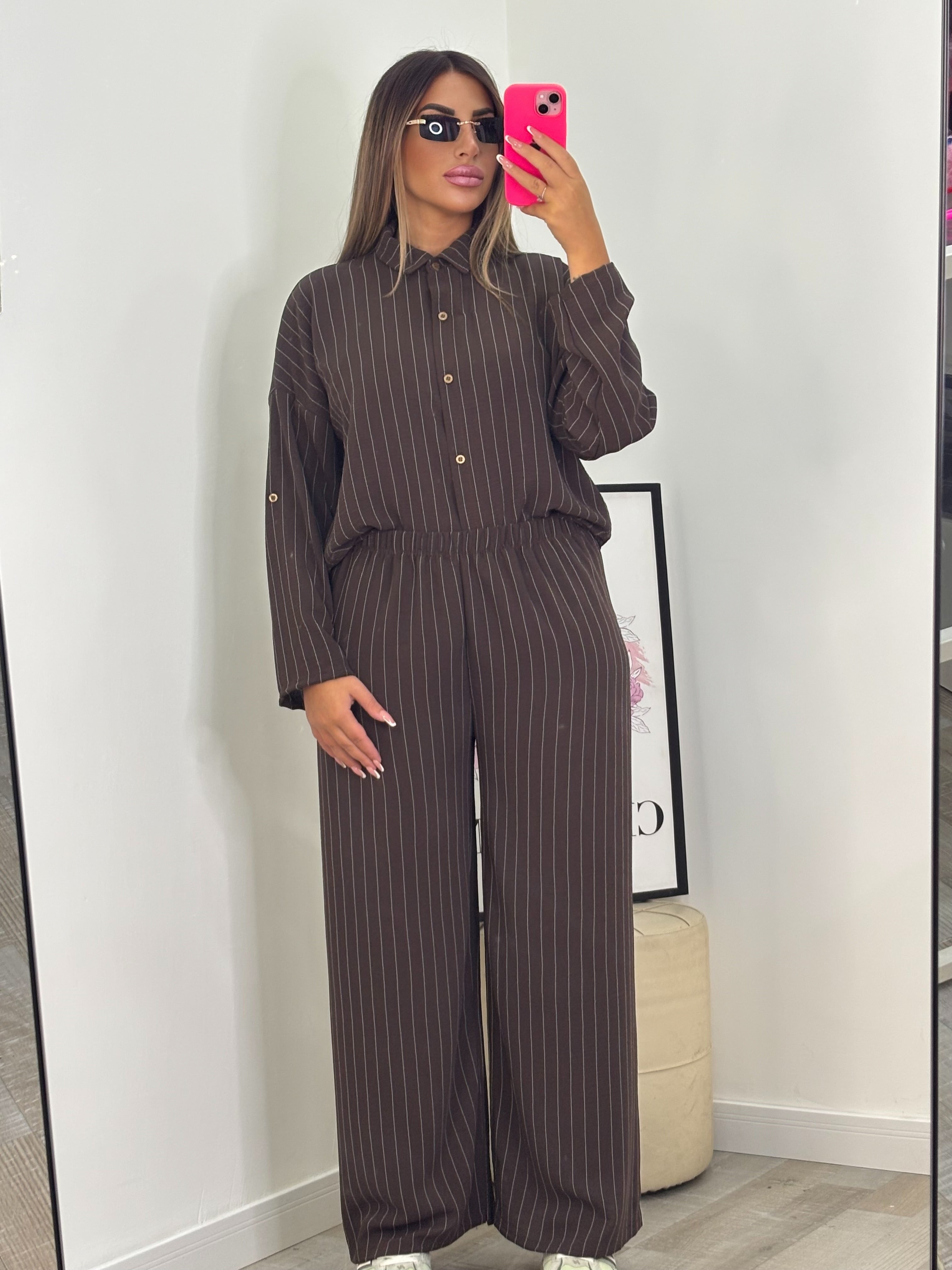 COORDINATO RIGHE CIOCCOLATO