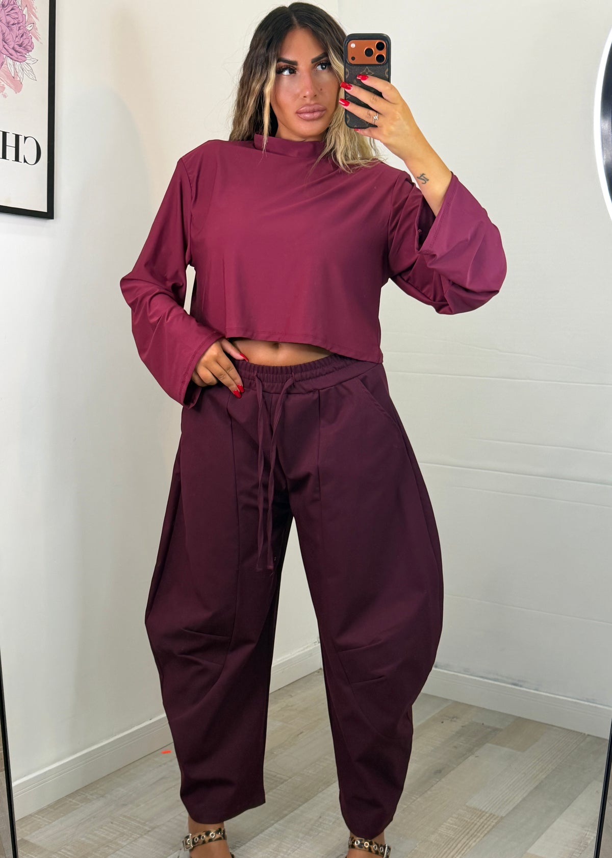 JEANS BALLOON BORDEAUX