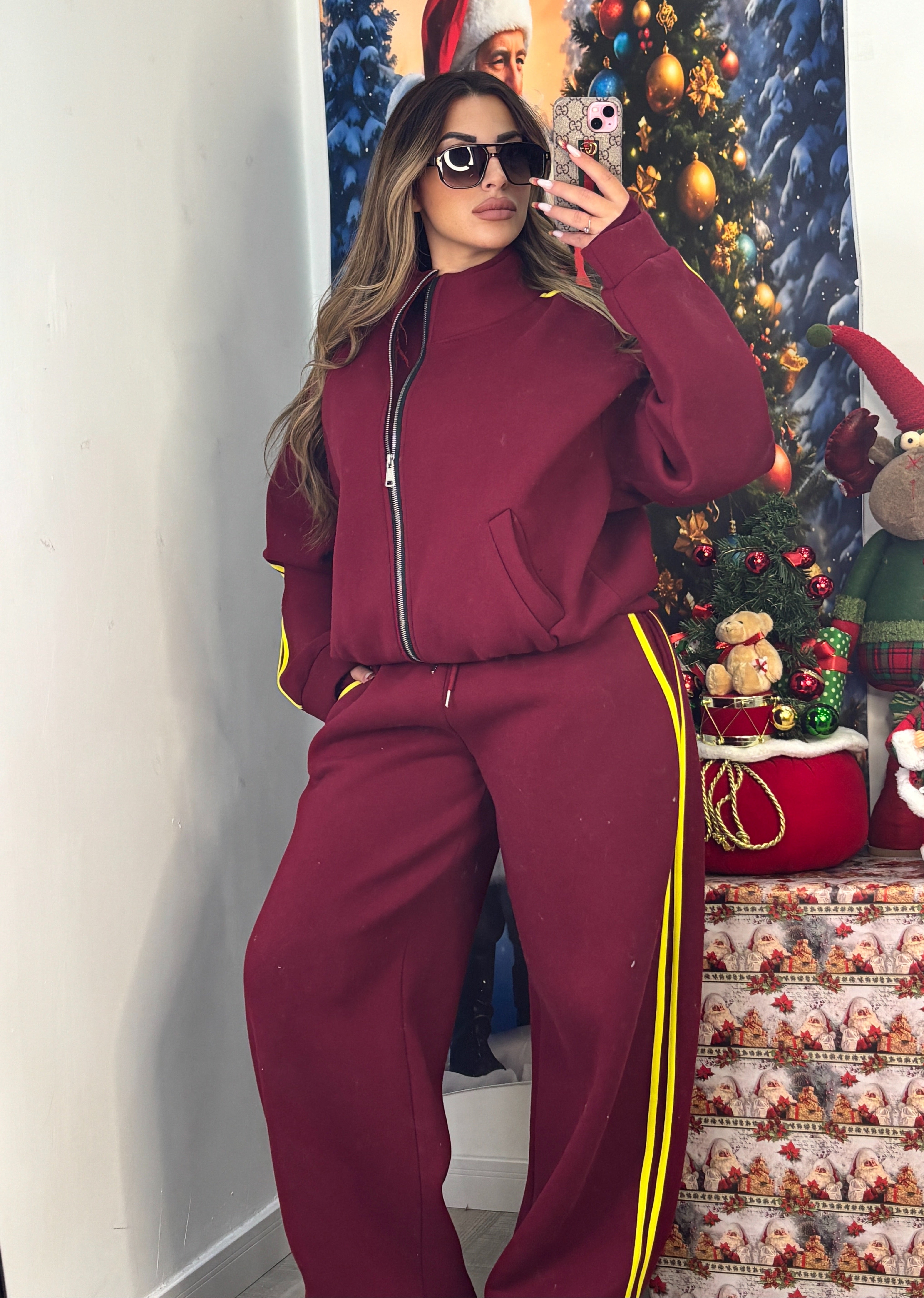 TUTA RIGA LATERALE BORDEAUX