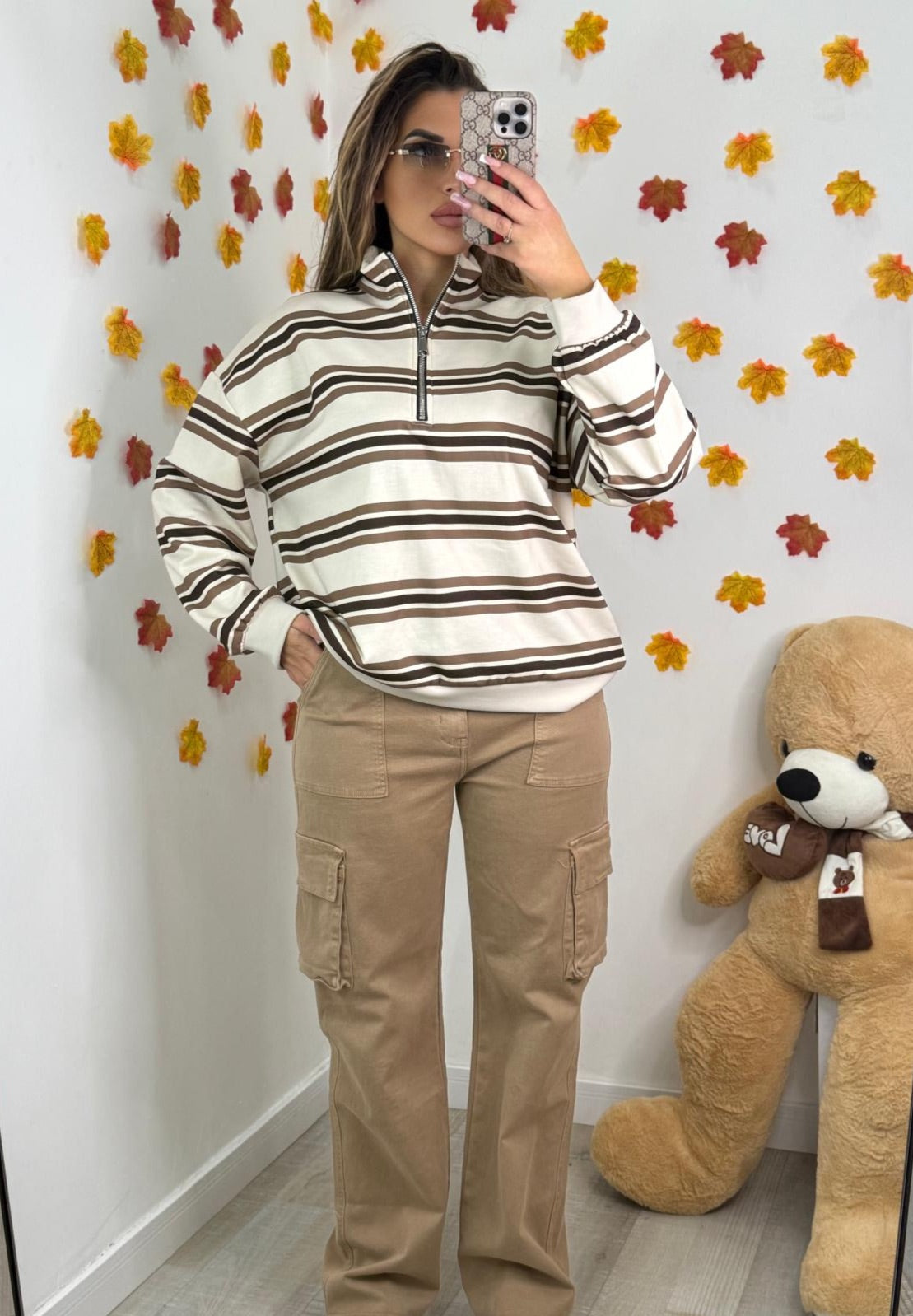 FELPA RIGHE NOCCIOLA