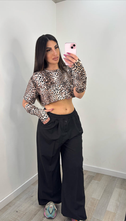 MAGLIA CROP LEOPARDATA