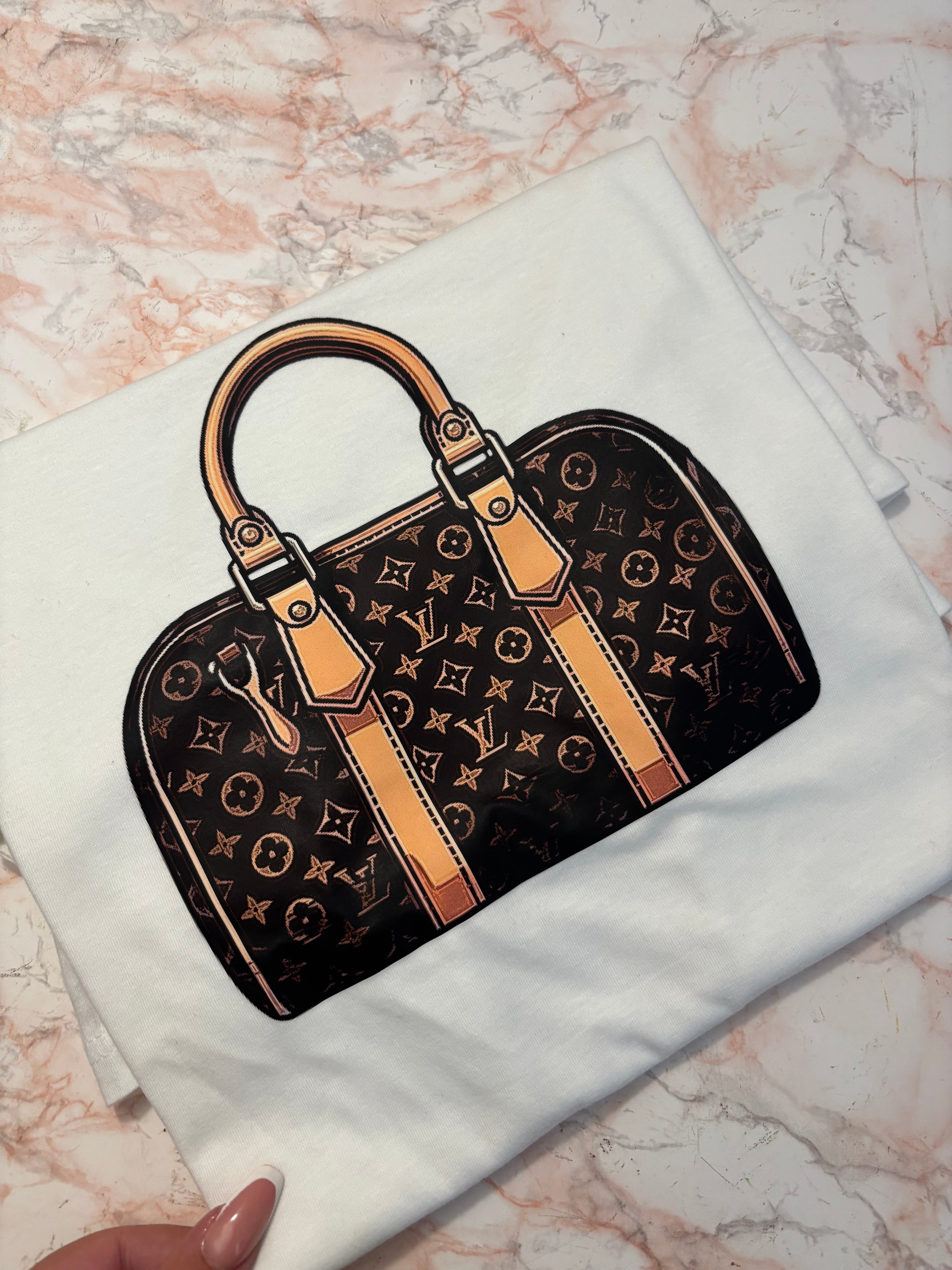 T-SHIRT LV BORSA MARRONE