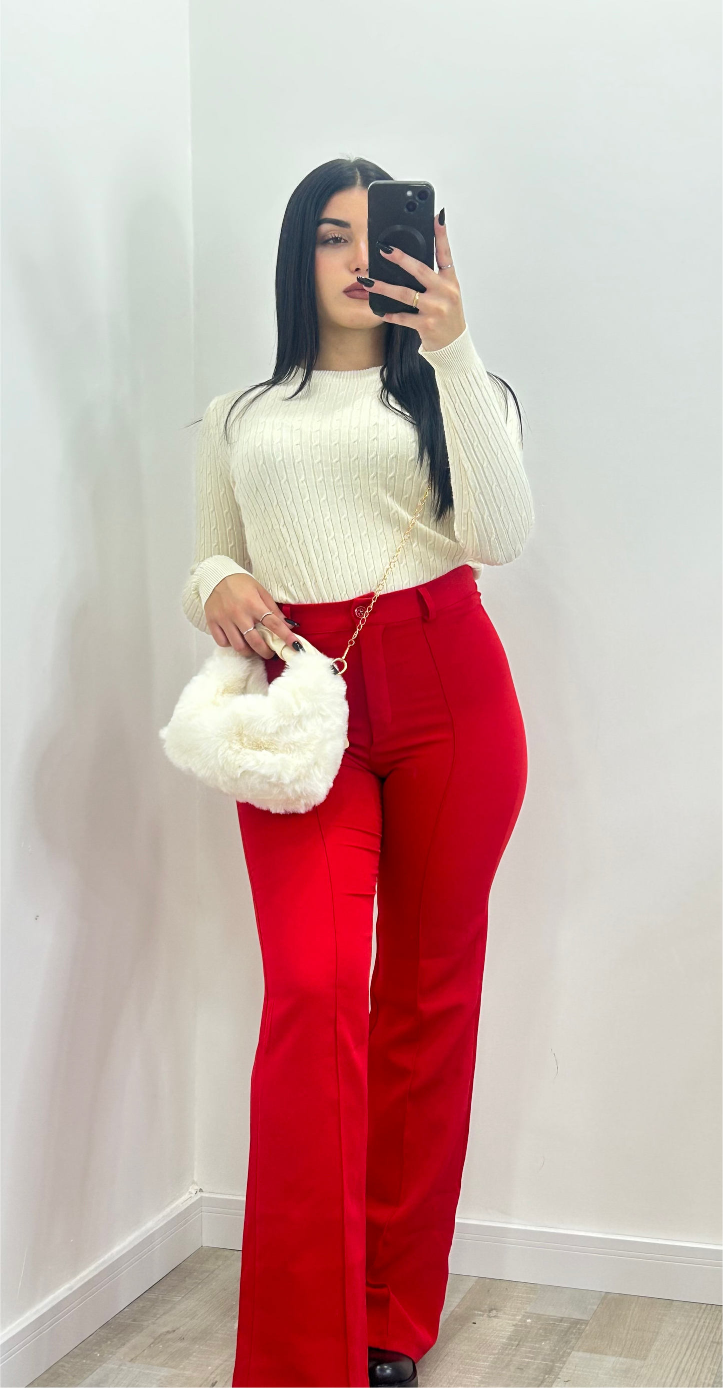 PANTALONE GAMBA LARGA ROSSO