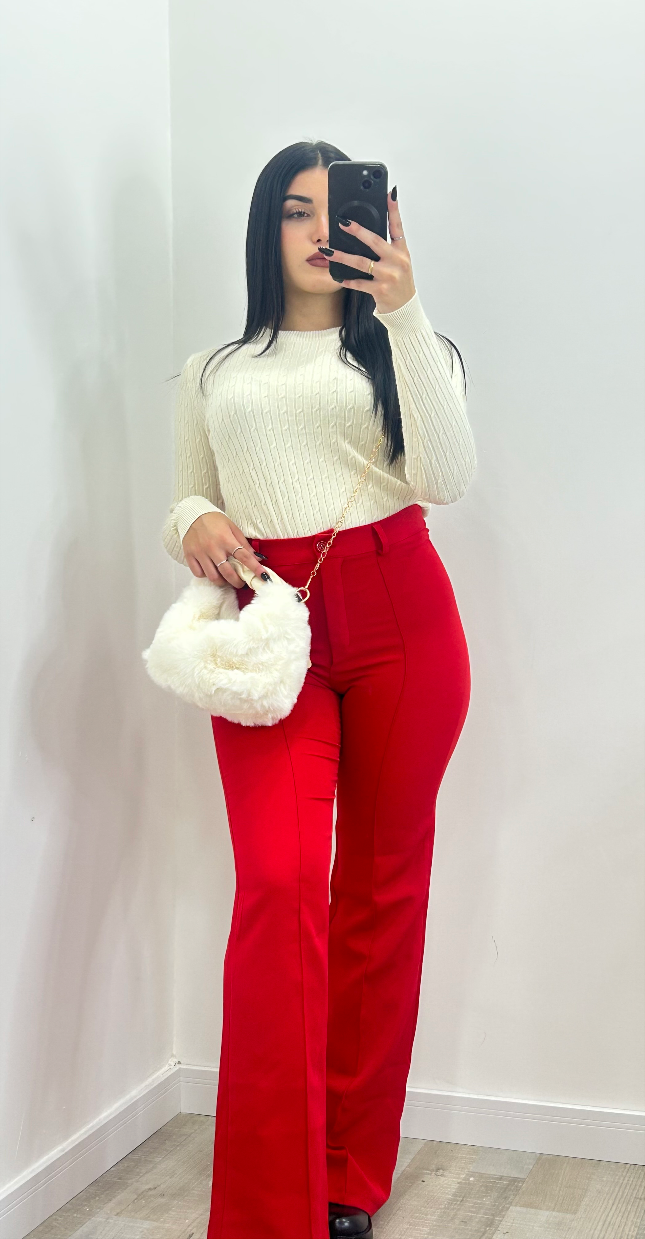 PANTALONE GAMBA LARGA ROSSO