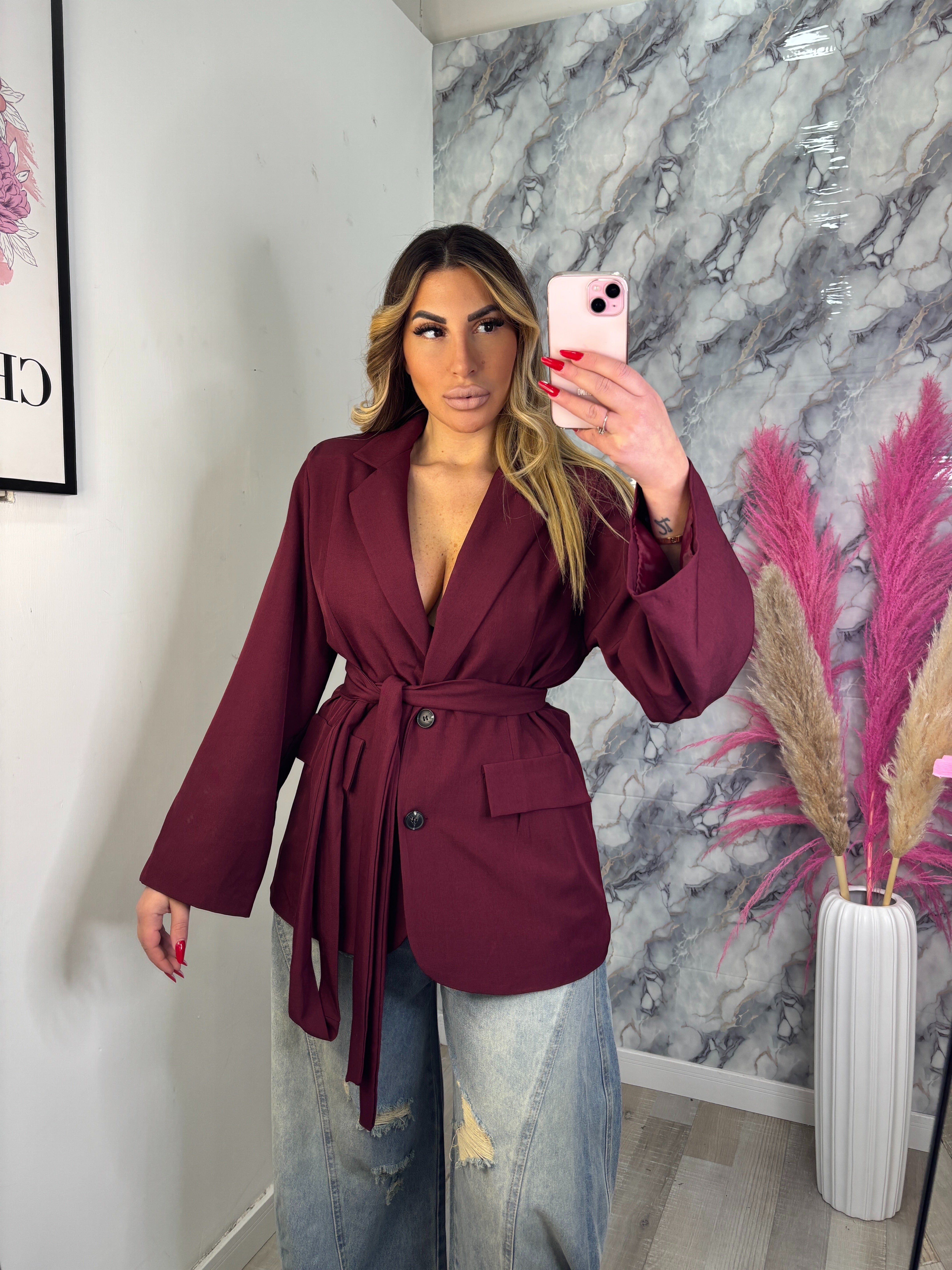 GIACCA CINTURA BORDEAUX