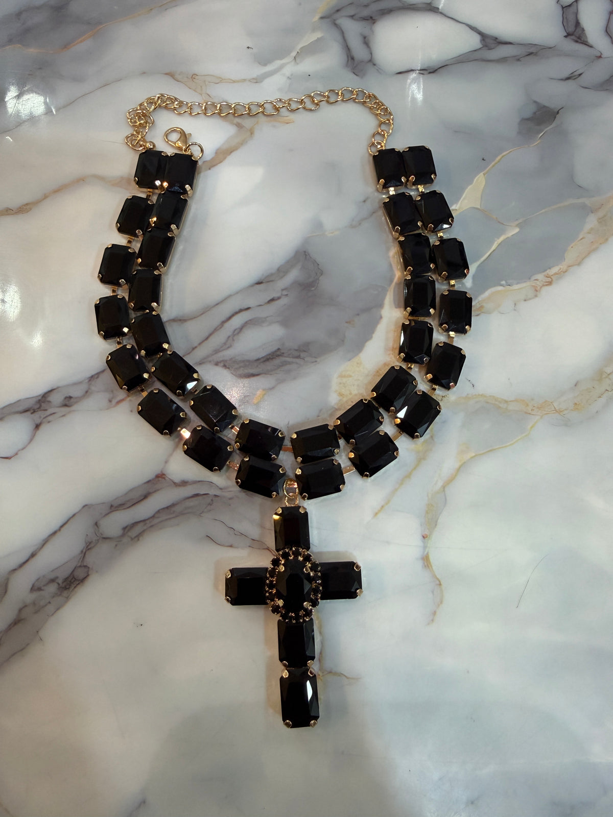 COLLANA BIG CROCE - NERO