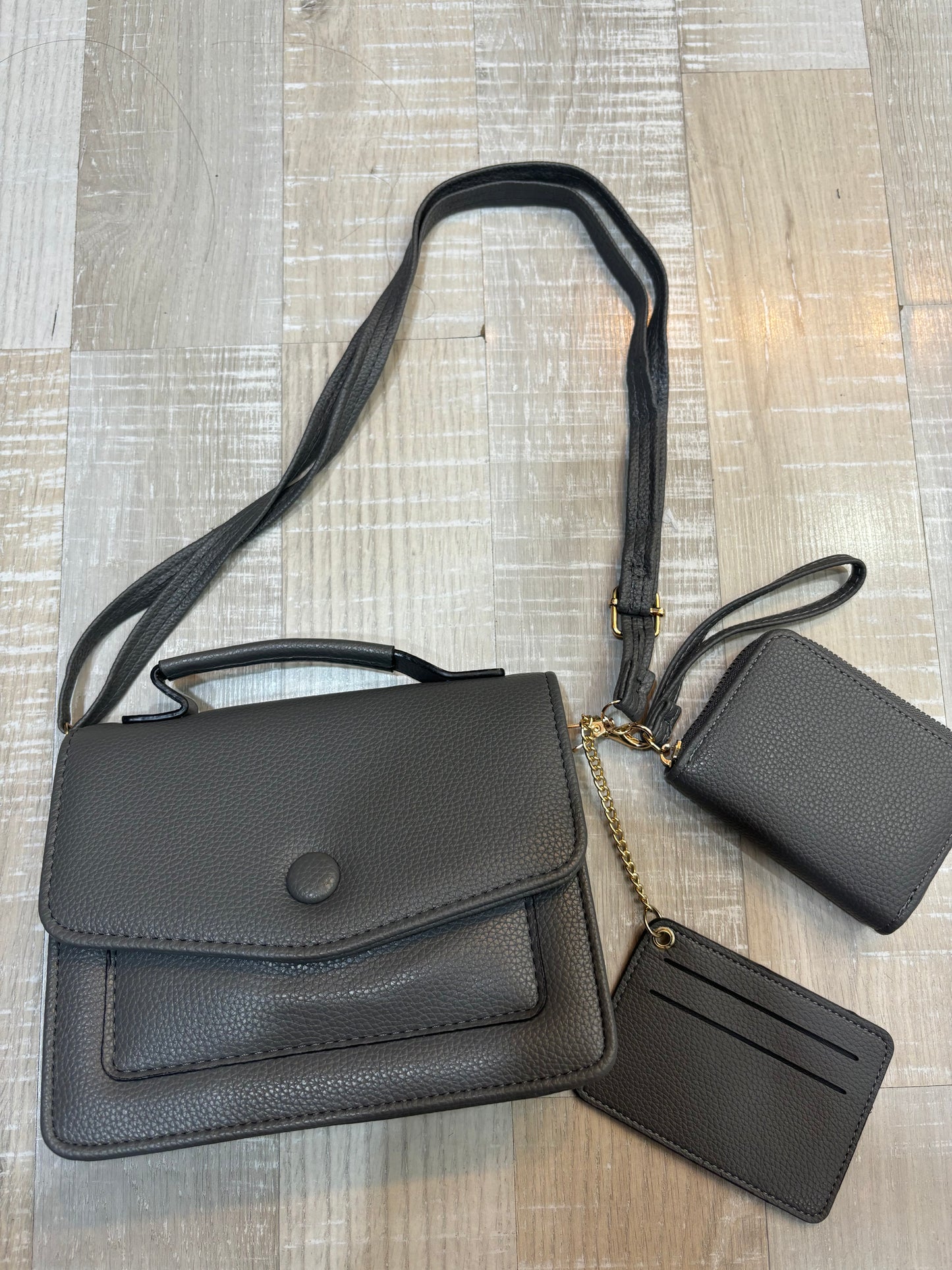 BORSA GRIGIO + PORTAFOGLIO + PORTADOCUMENTI