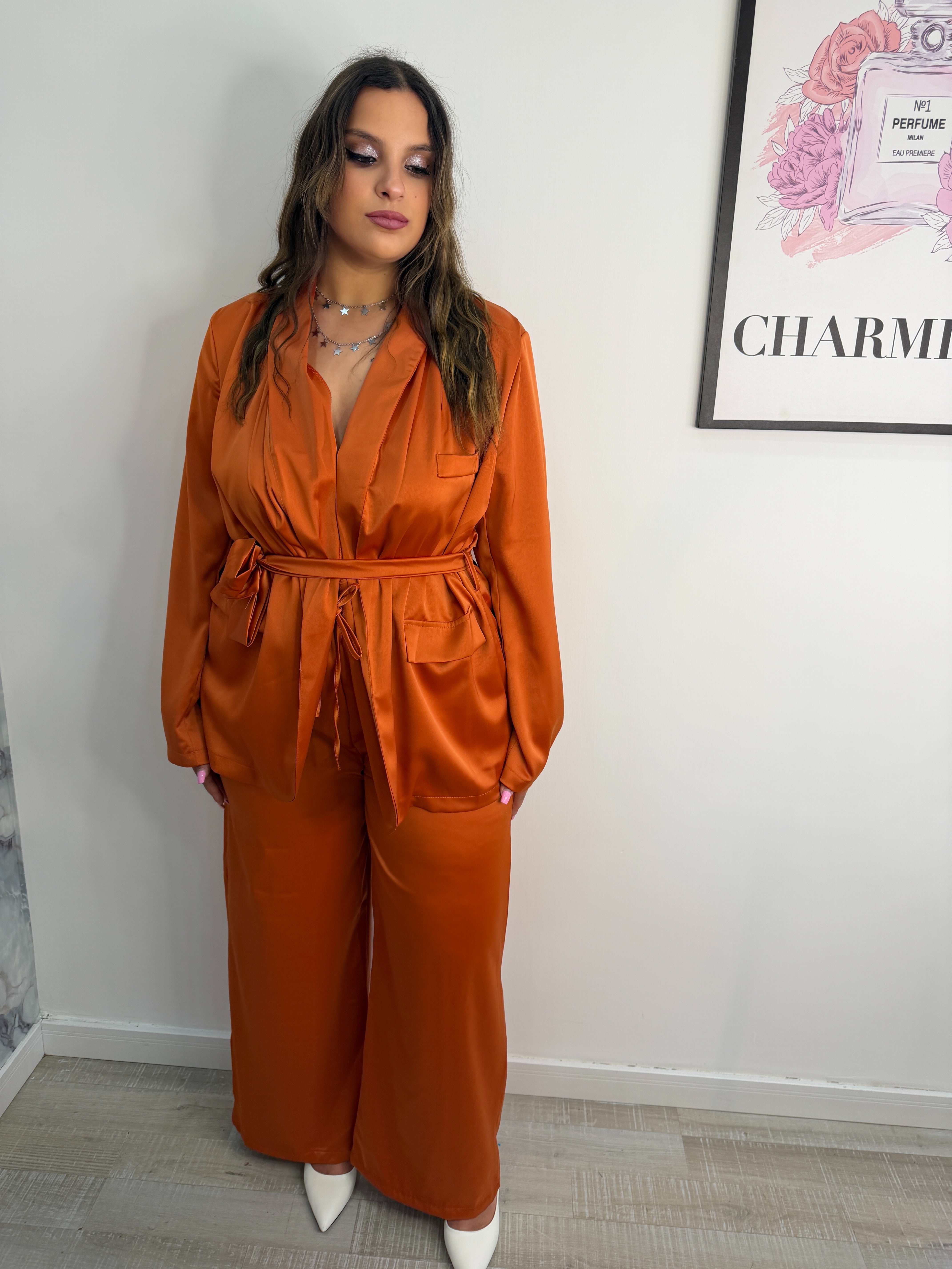 COORDINATO SATIN ARANCIO CURVY