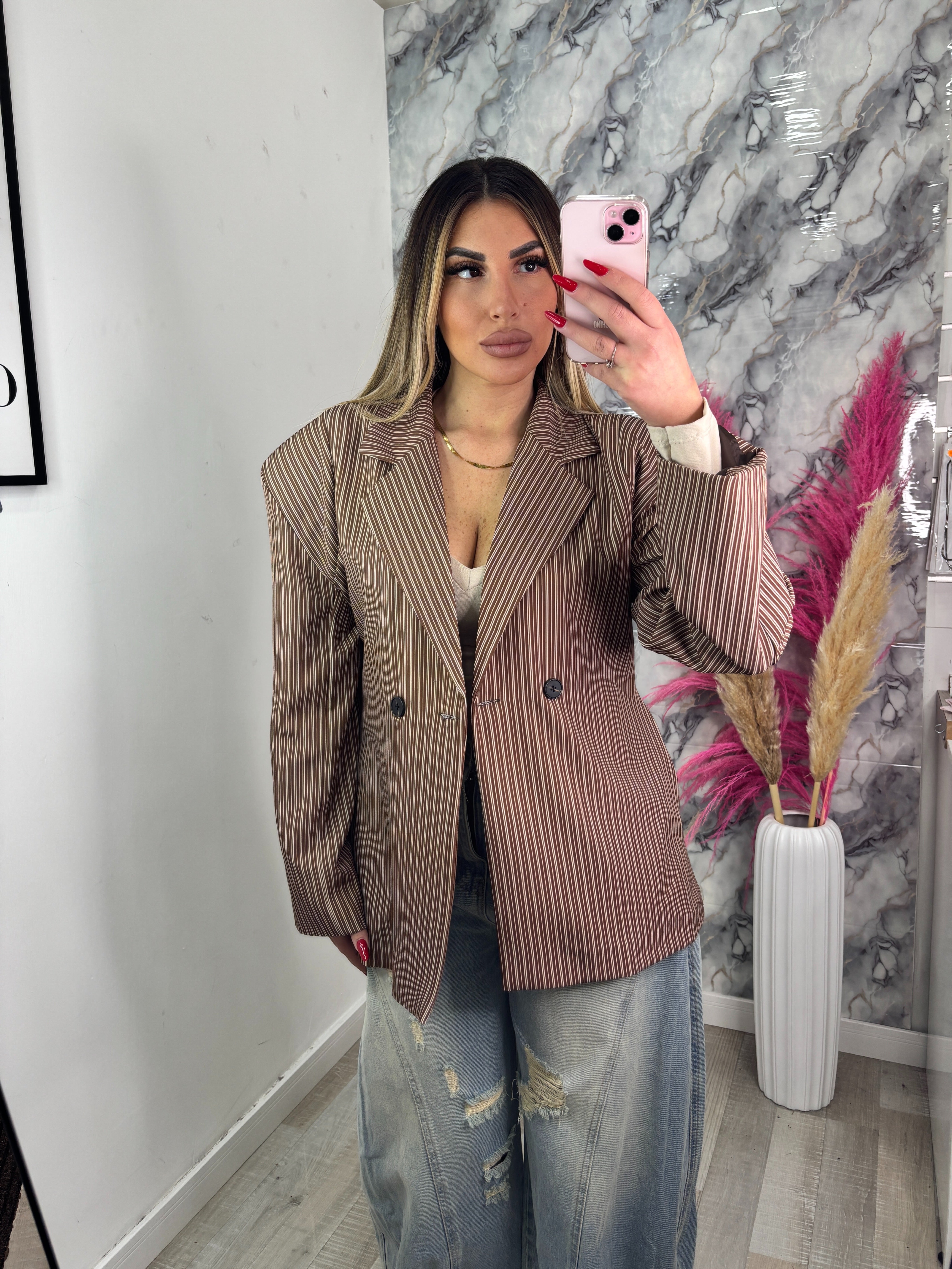 GIACCA RIGHE NOCCIOLA