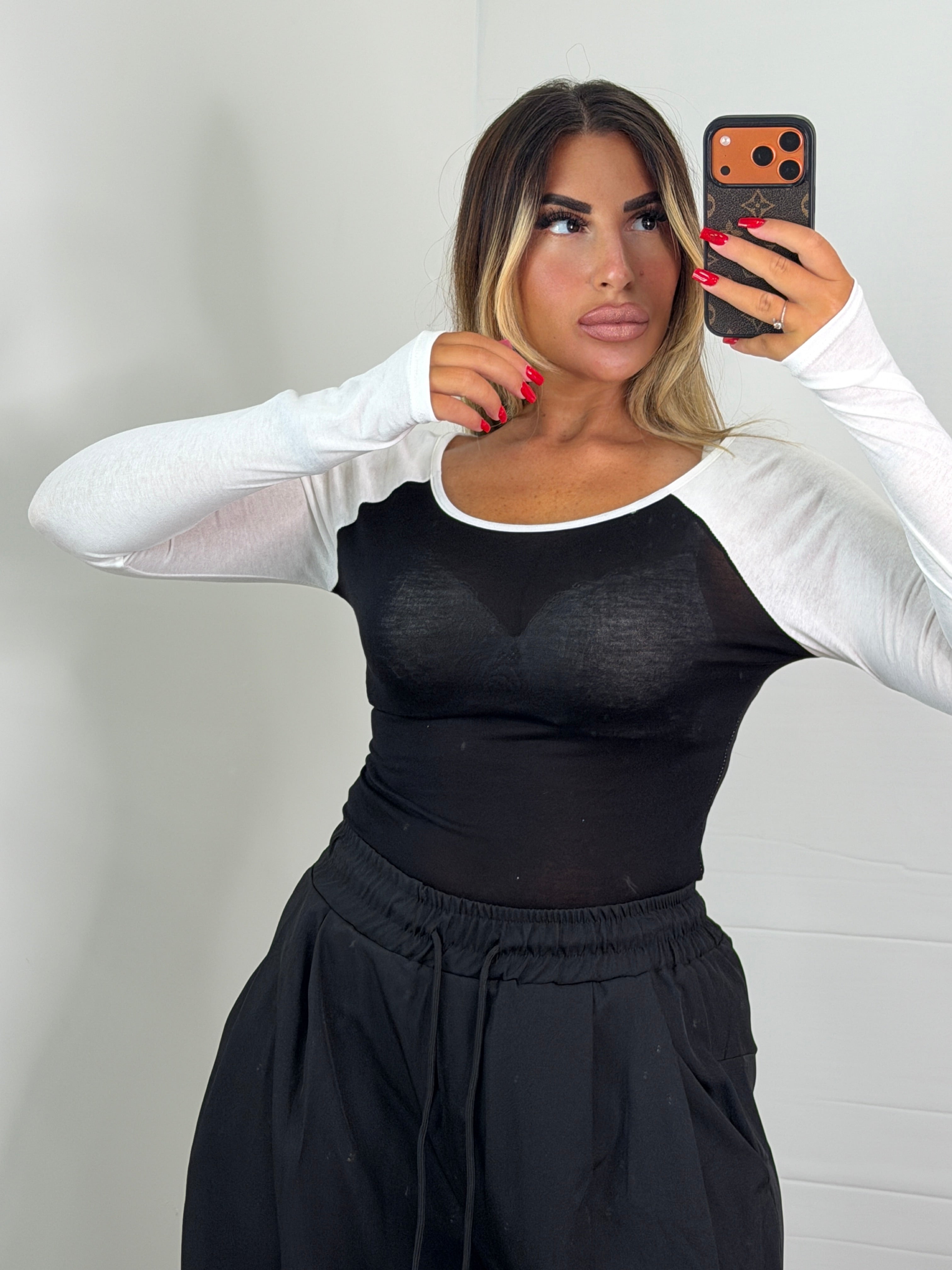 MAGLIA BICOLORE NERO