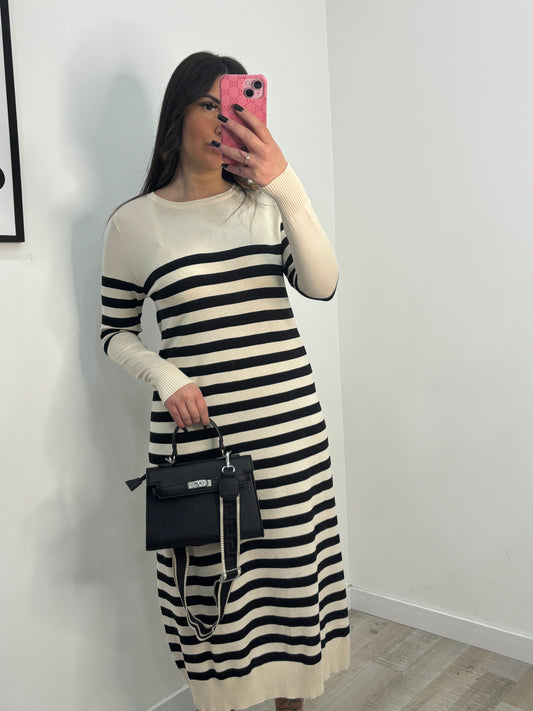 DRESS RIGHE PANNA E NERO