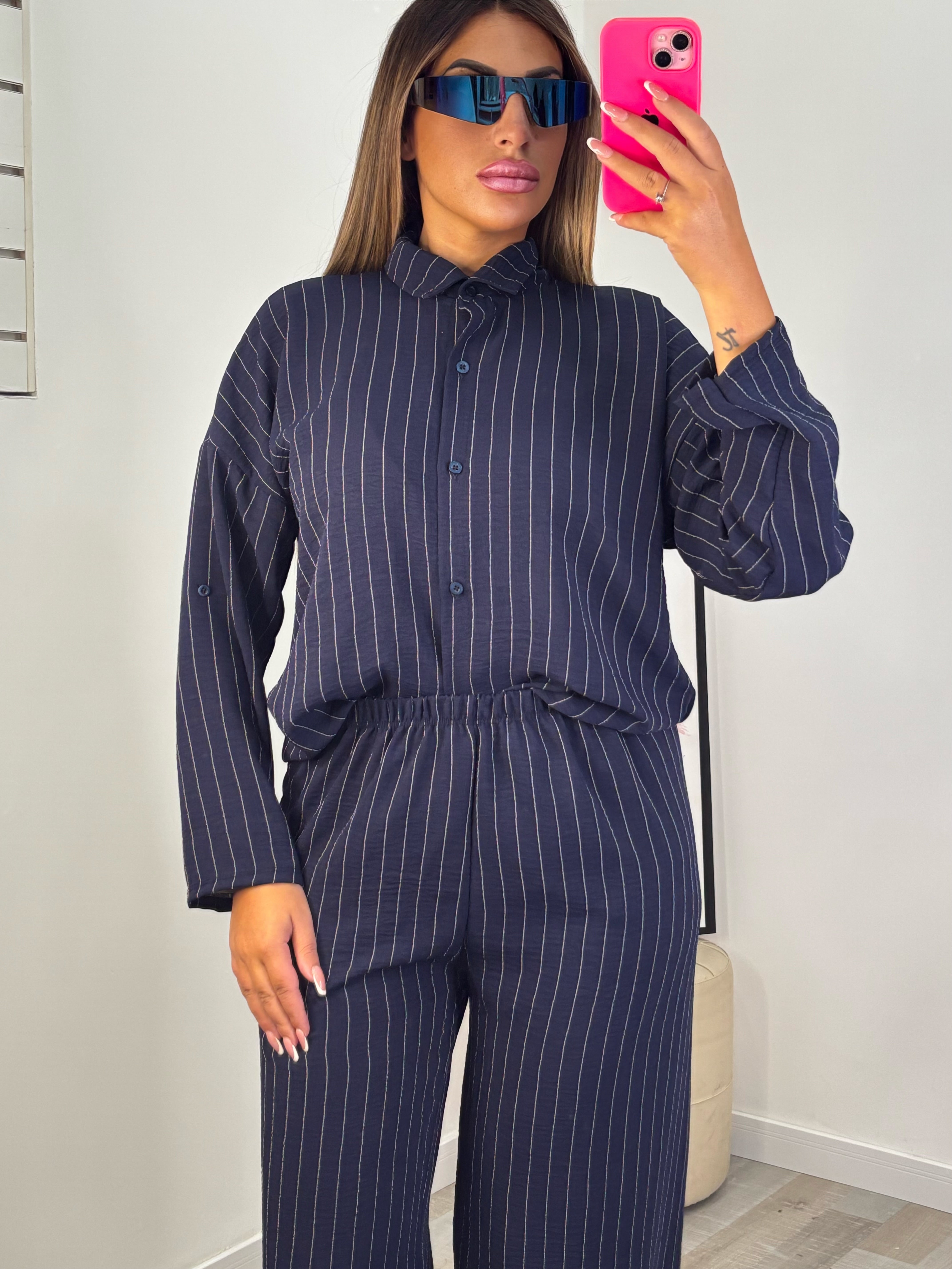 COORDINATO A RIGHE BLU
