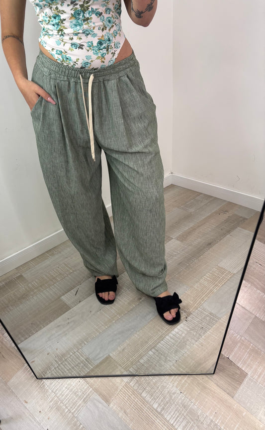 PANTALONE LINO VERDE