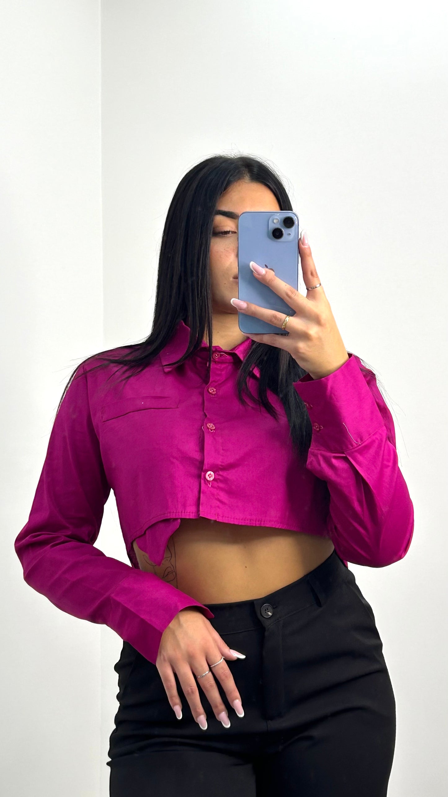 CAMICIA CROP FUCSIA