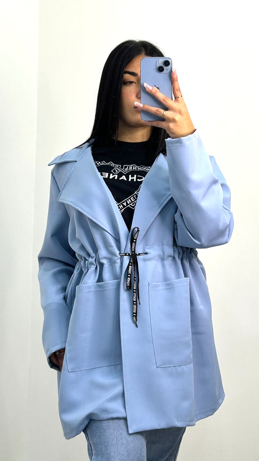 TRENCH AUTUNNALE CELESTE