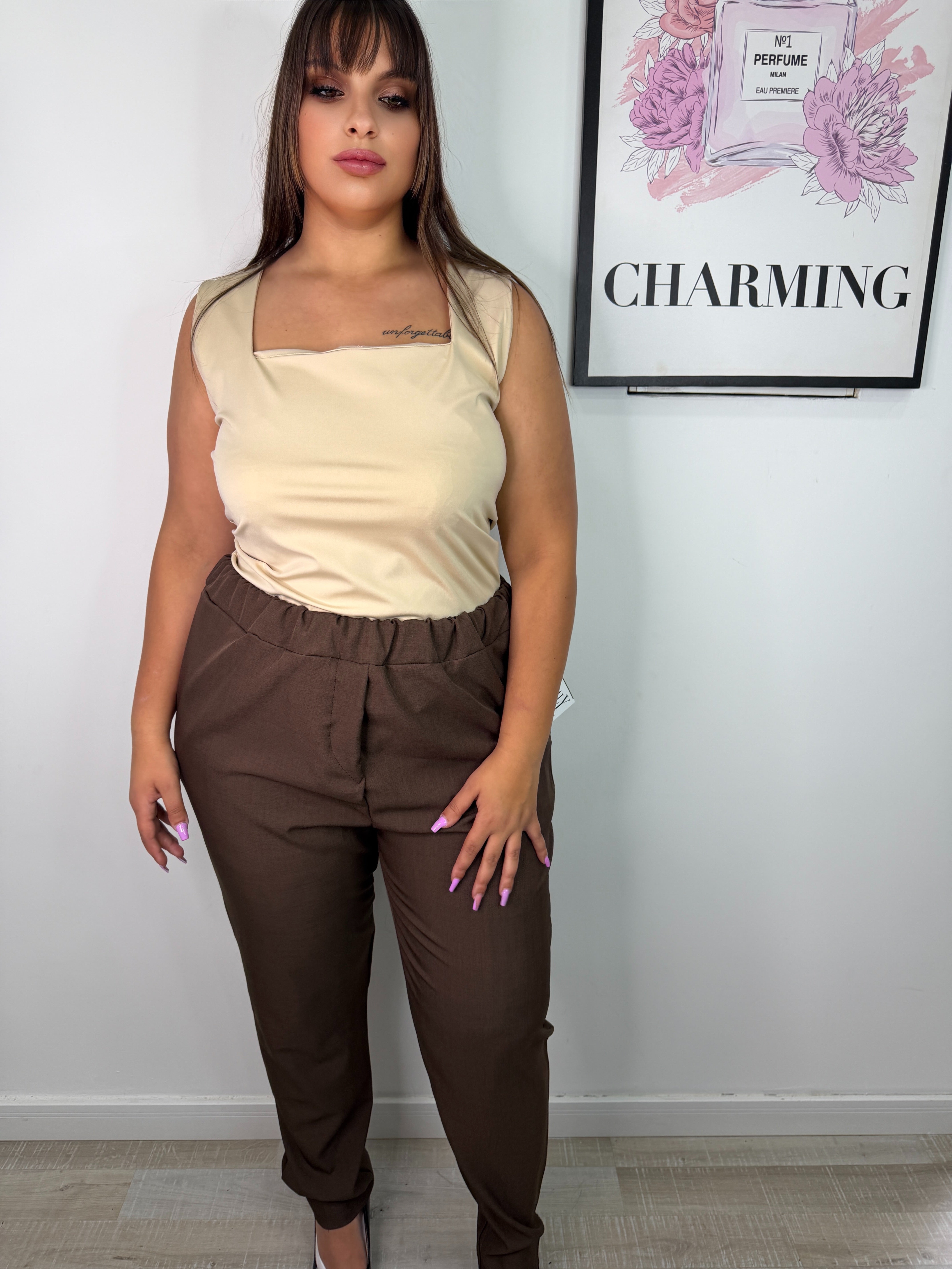 PANTALONE CURVY MARRONE
