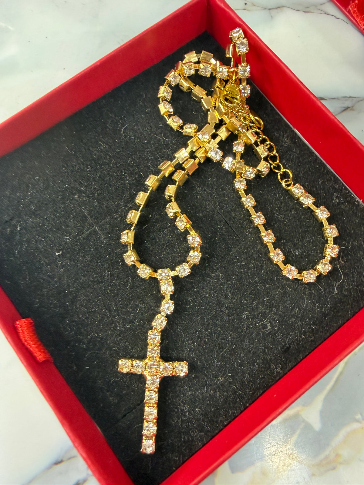 COLLANA CROCE BRILLANTINI BIANCA