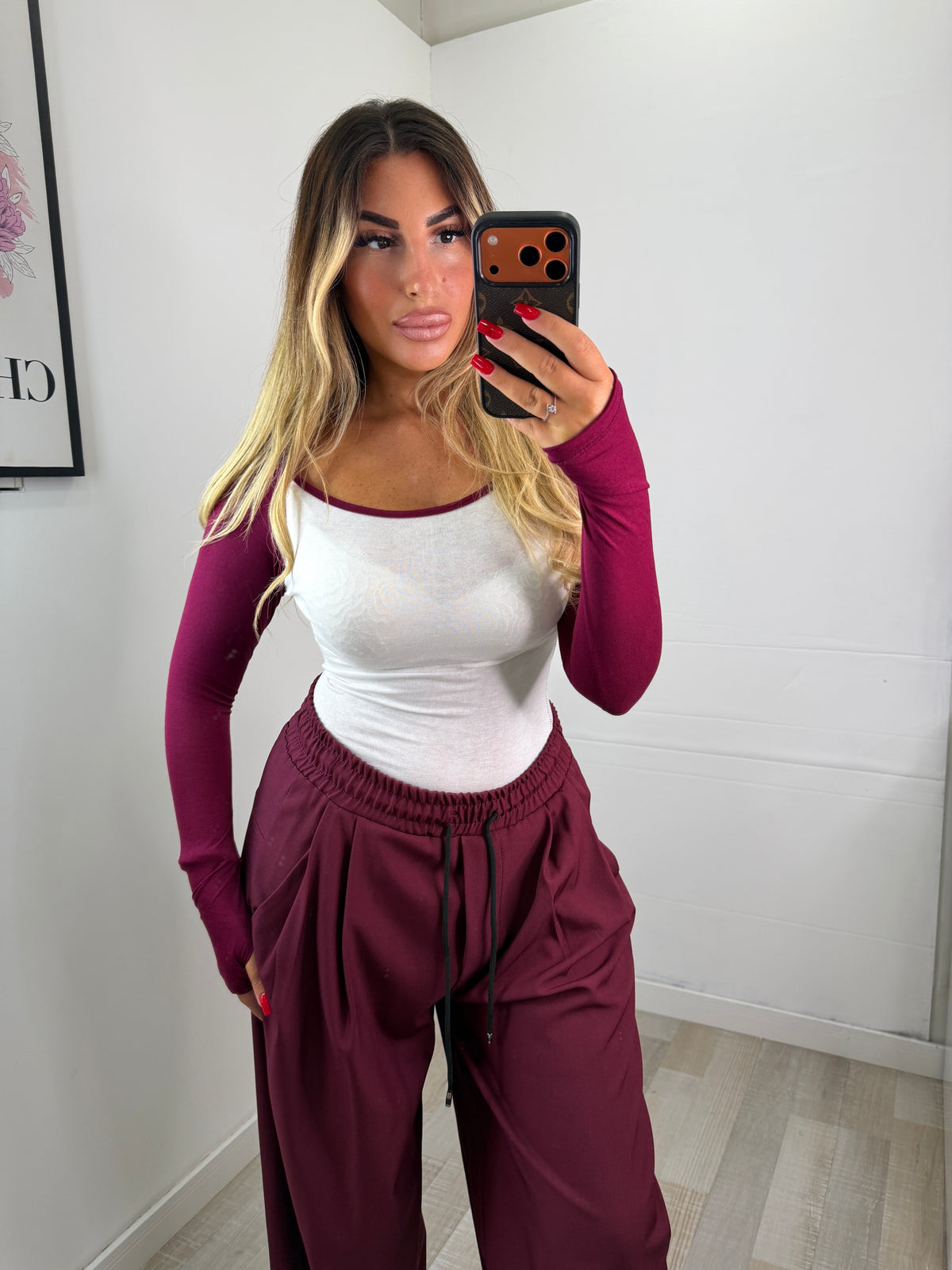 MAGLIA BICOLORE BORDEAUX