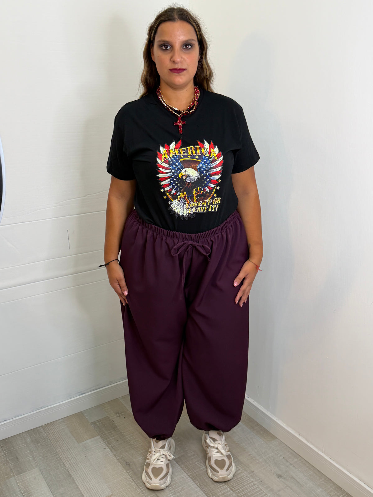 PANTALONE CURVY - BORDEAUX
