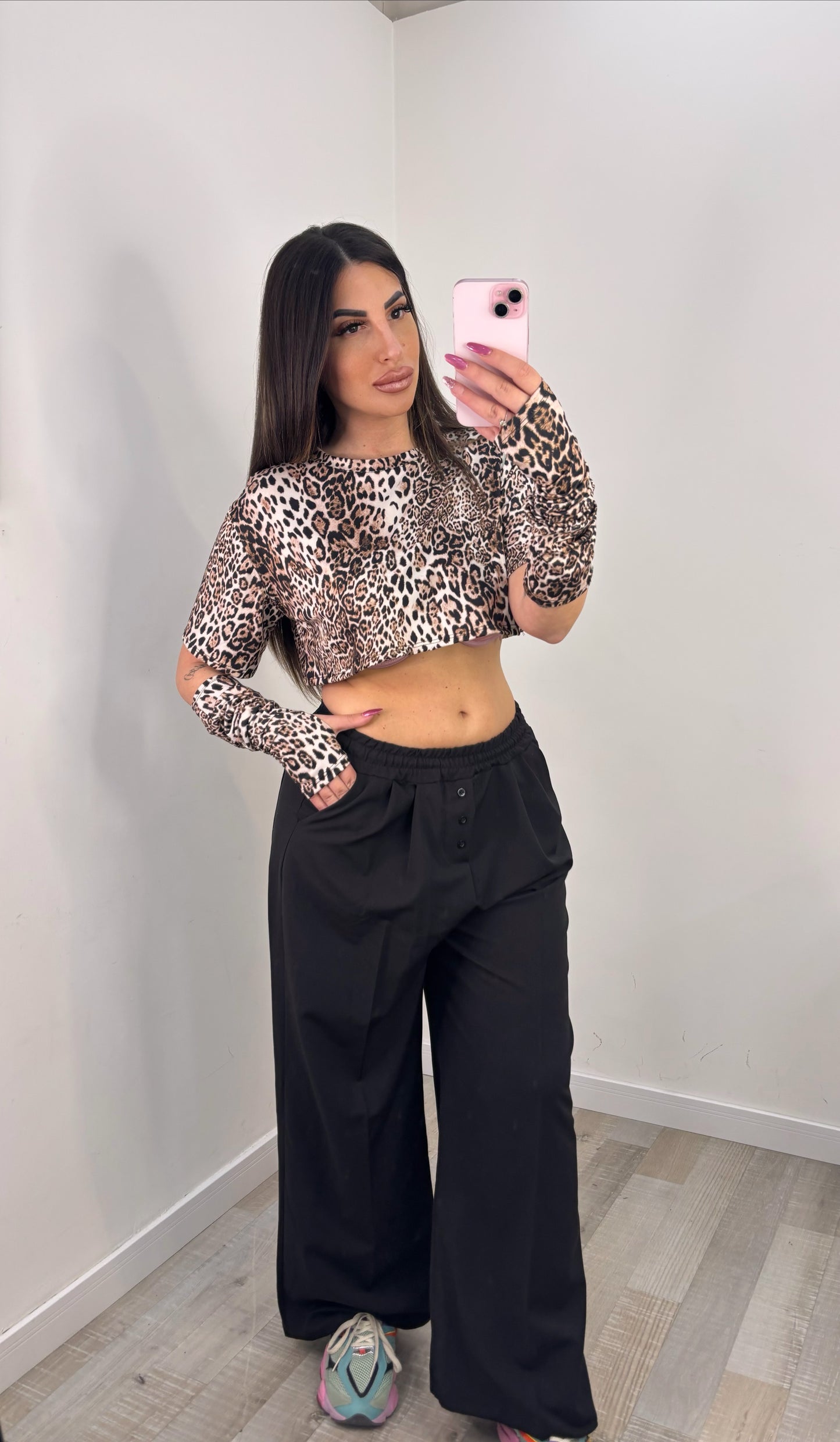 MAGLIA CROP LEOPARDATA