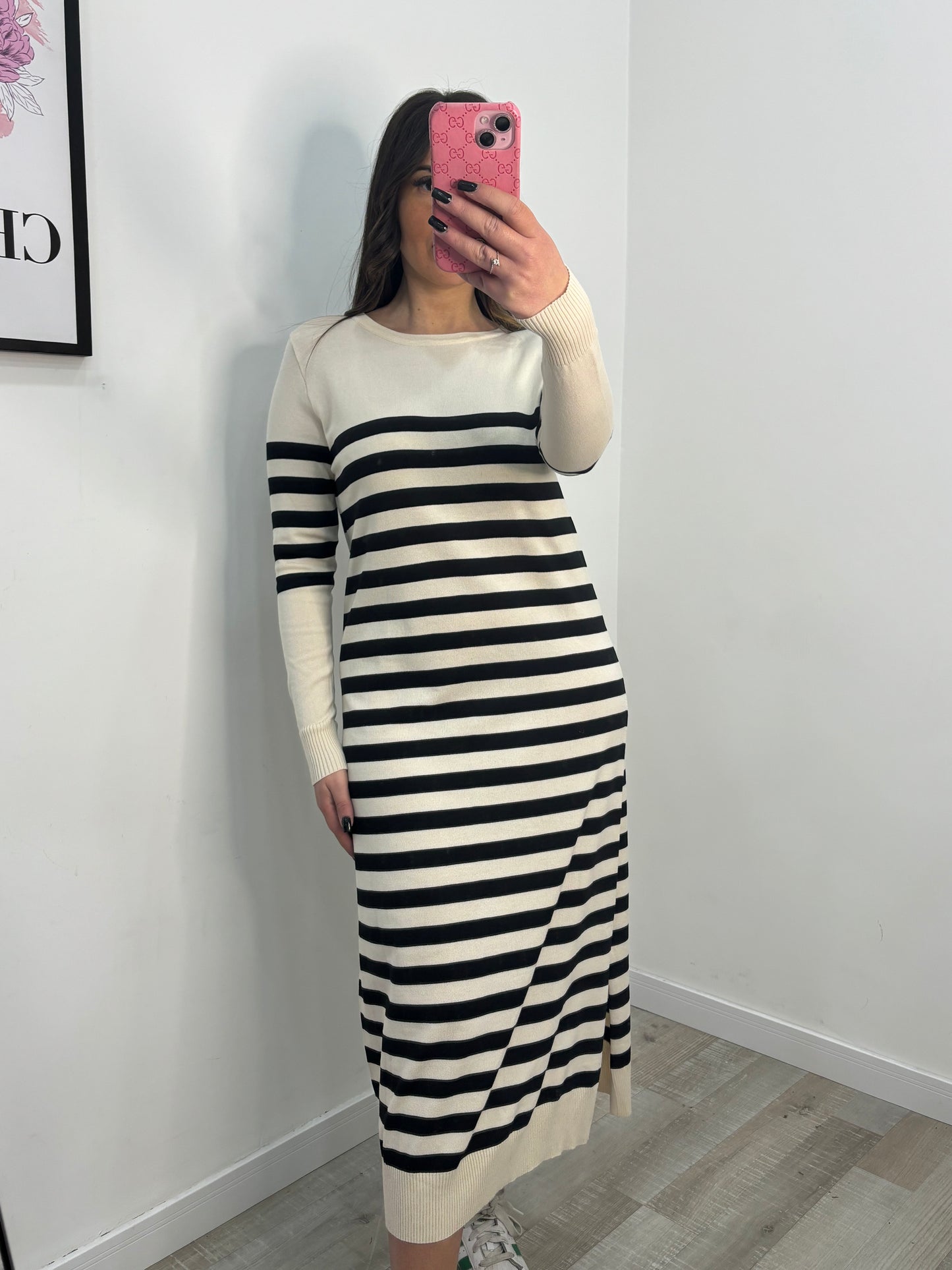 DRESS RIGHE PANNA E NERO