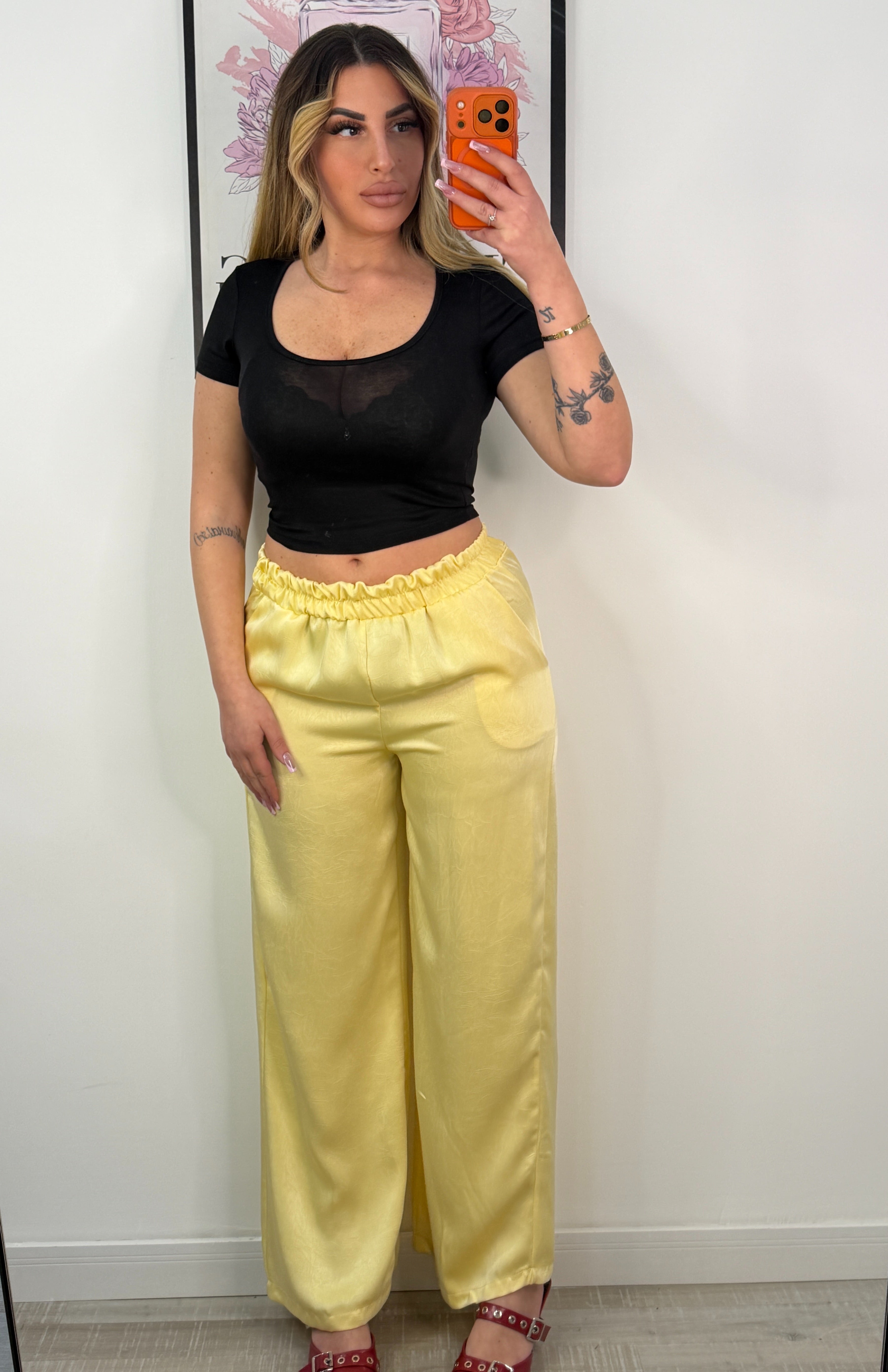 COORDINATO SATIN GIALLO
