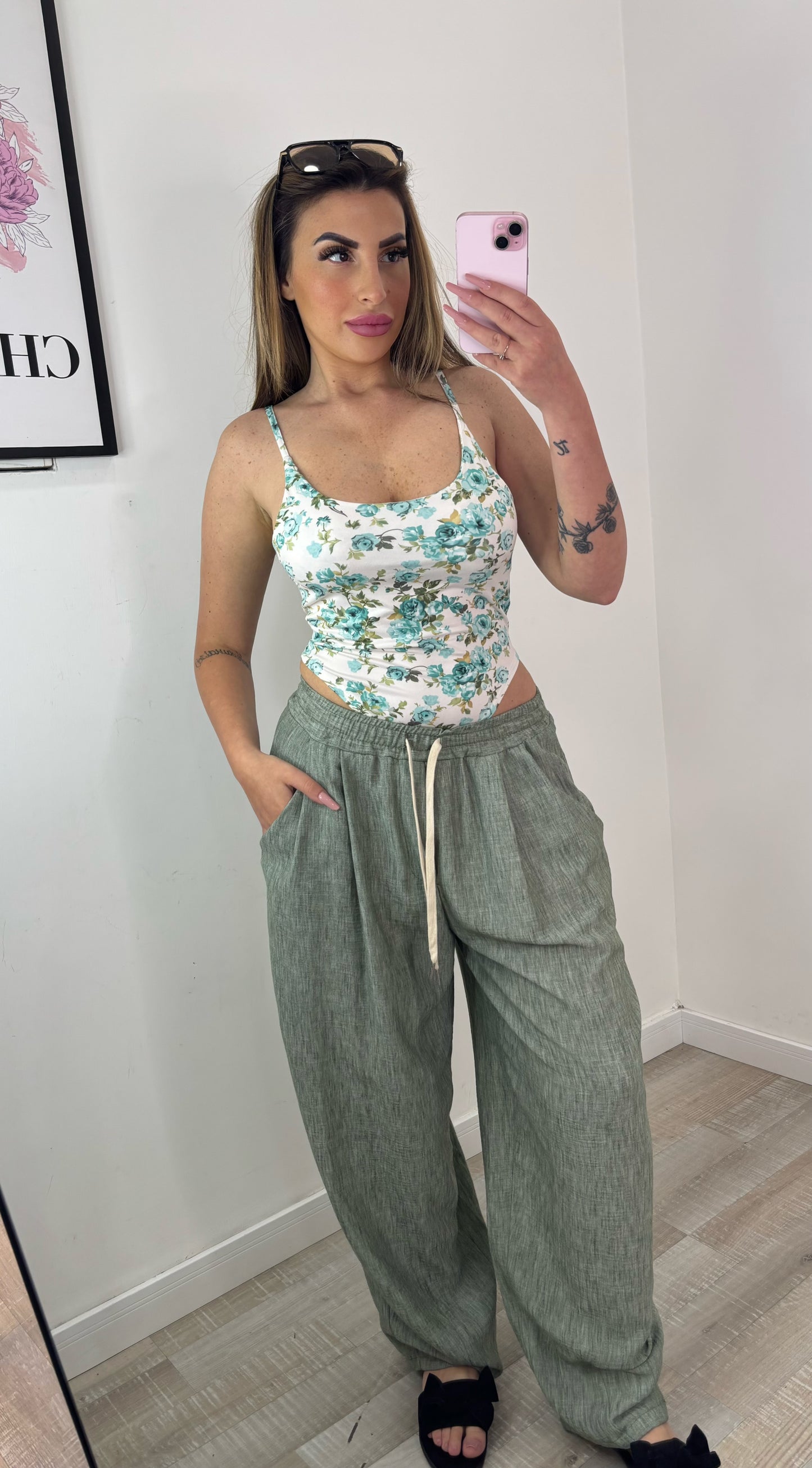 PANTALONE LINO VERDE