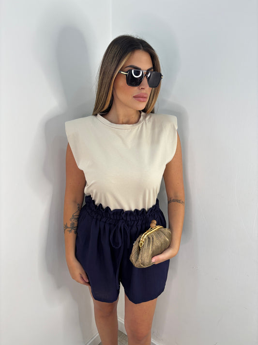 T-SHIRT SPALLINE SABBIA
