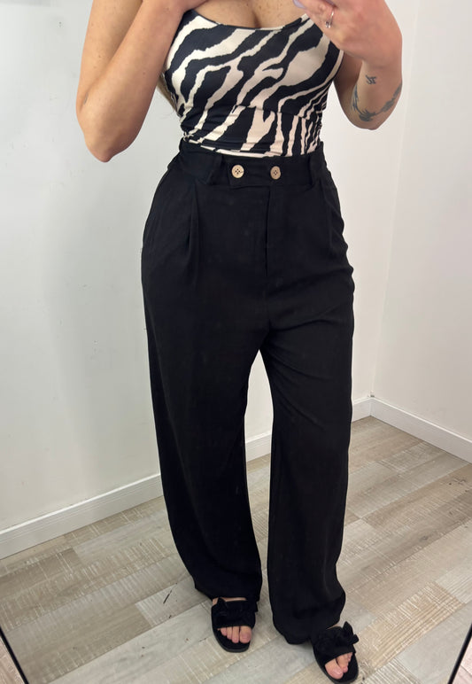 PANTALONE SEMI LINO DOPPIO BOTTONE