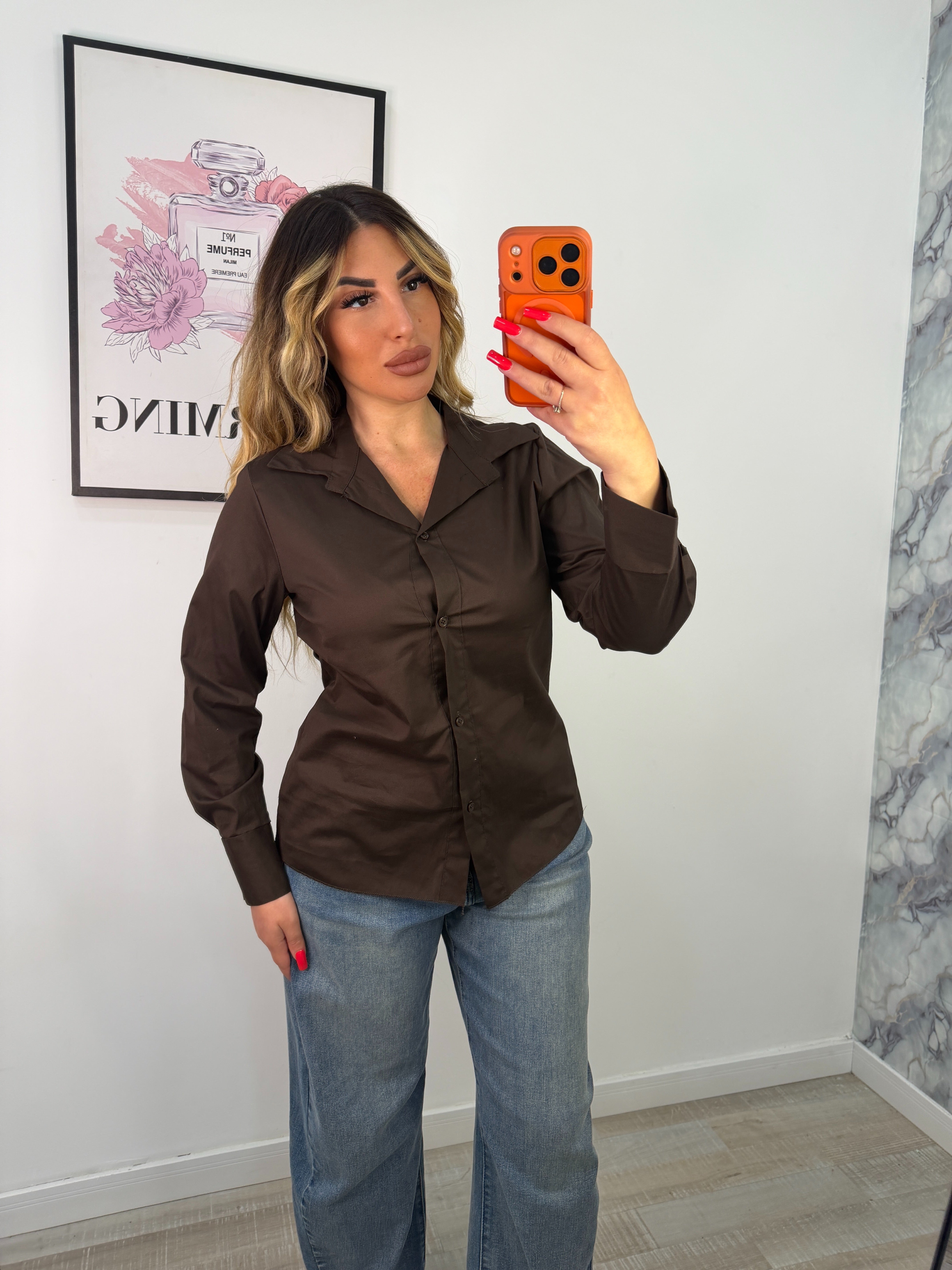 CAMICIA COTONE MARRONE