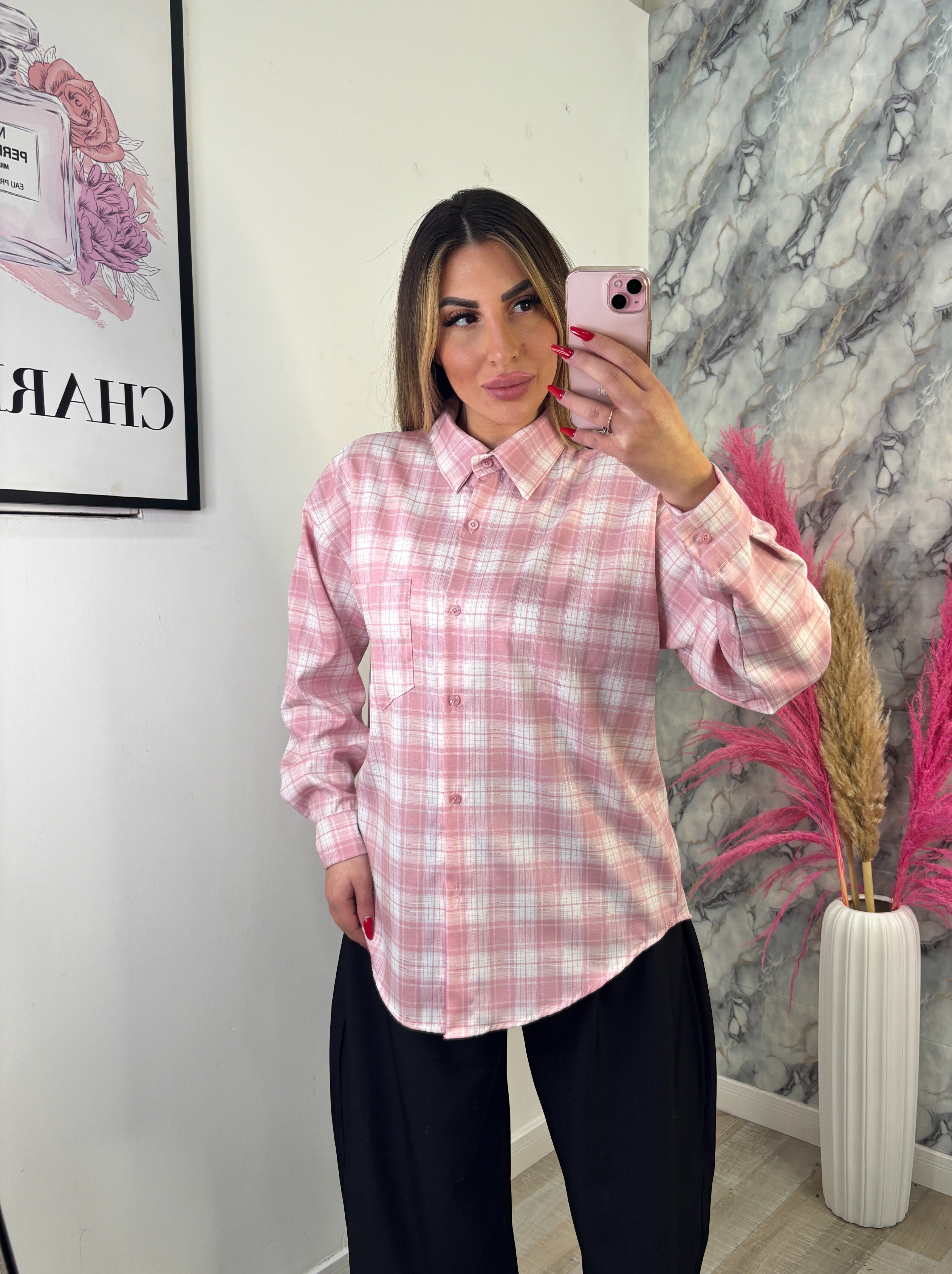 CAMICIA QUADRI ROSA