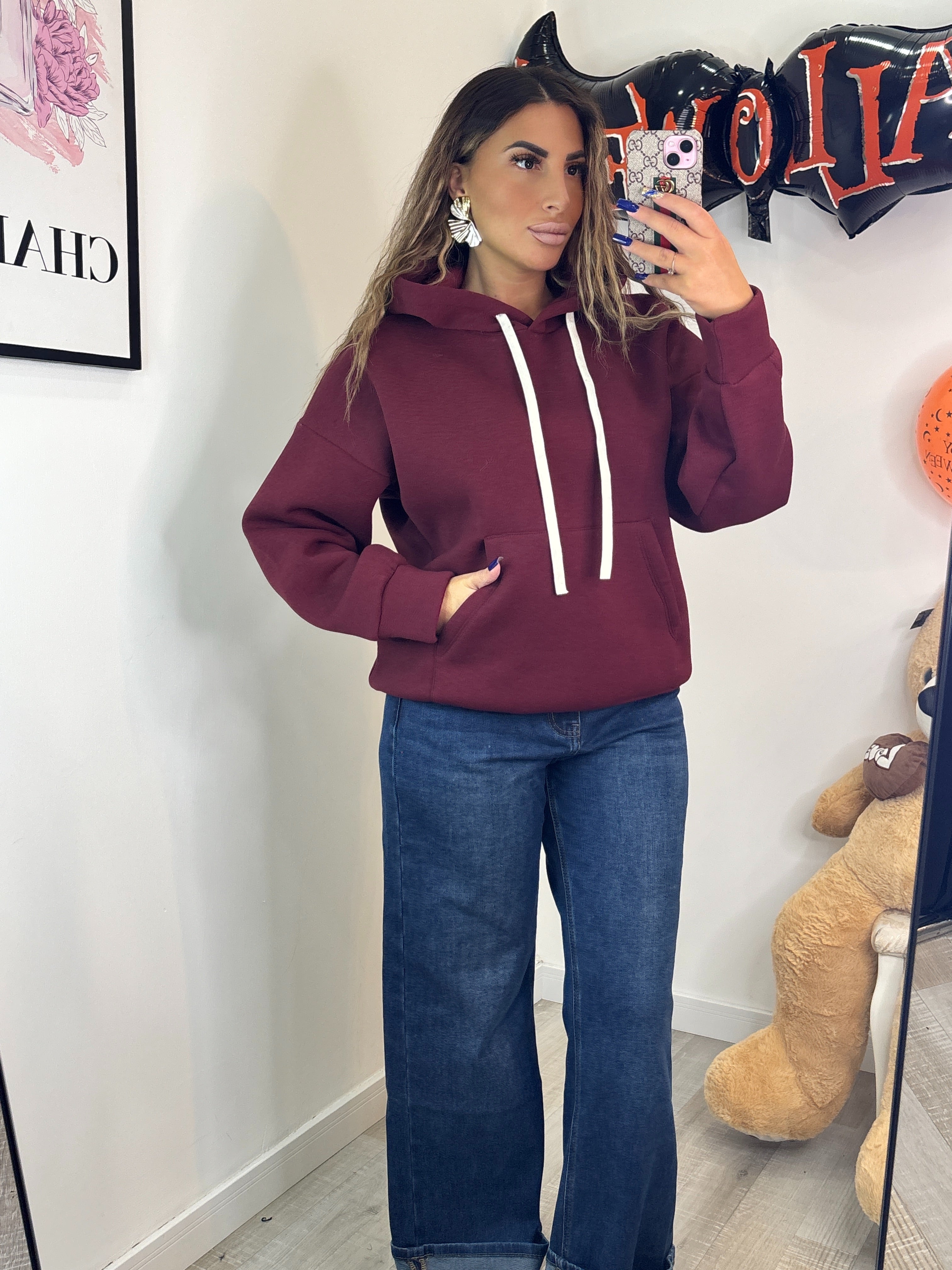 FELPA BASIC CAPPUCCIO