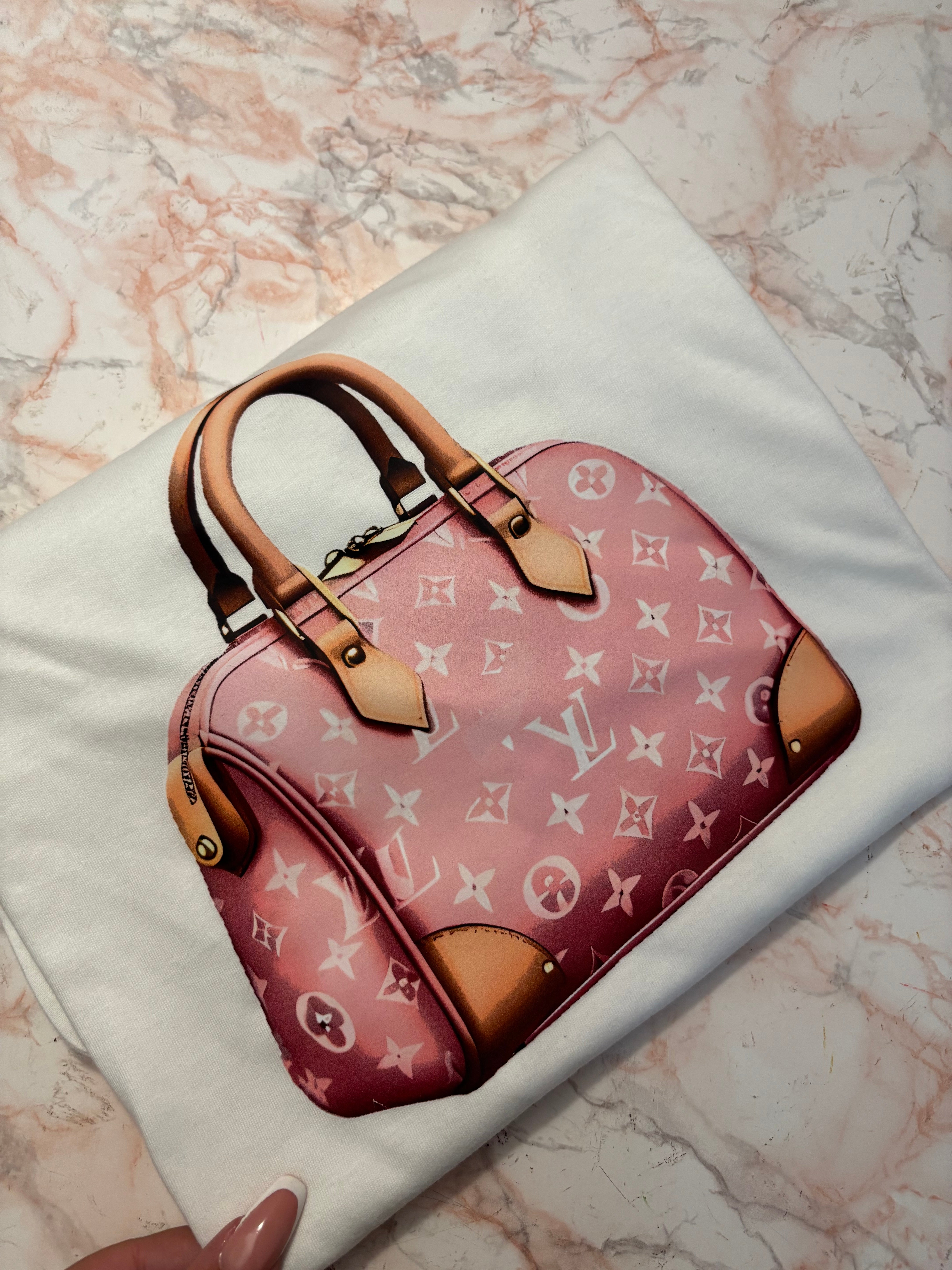 T-SHIRT LV BORSA ROSA