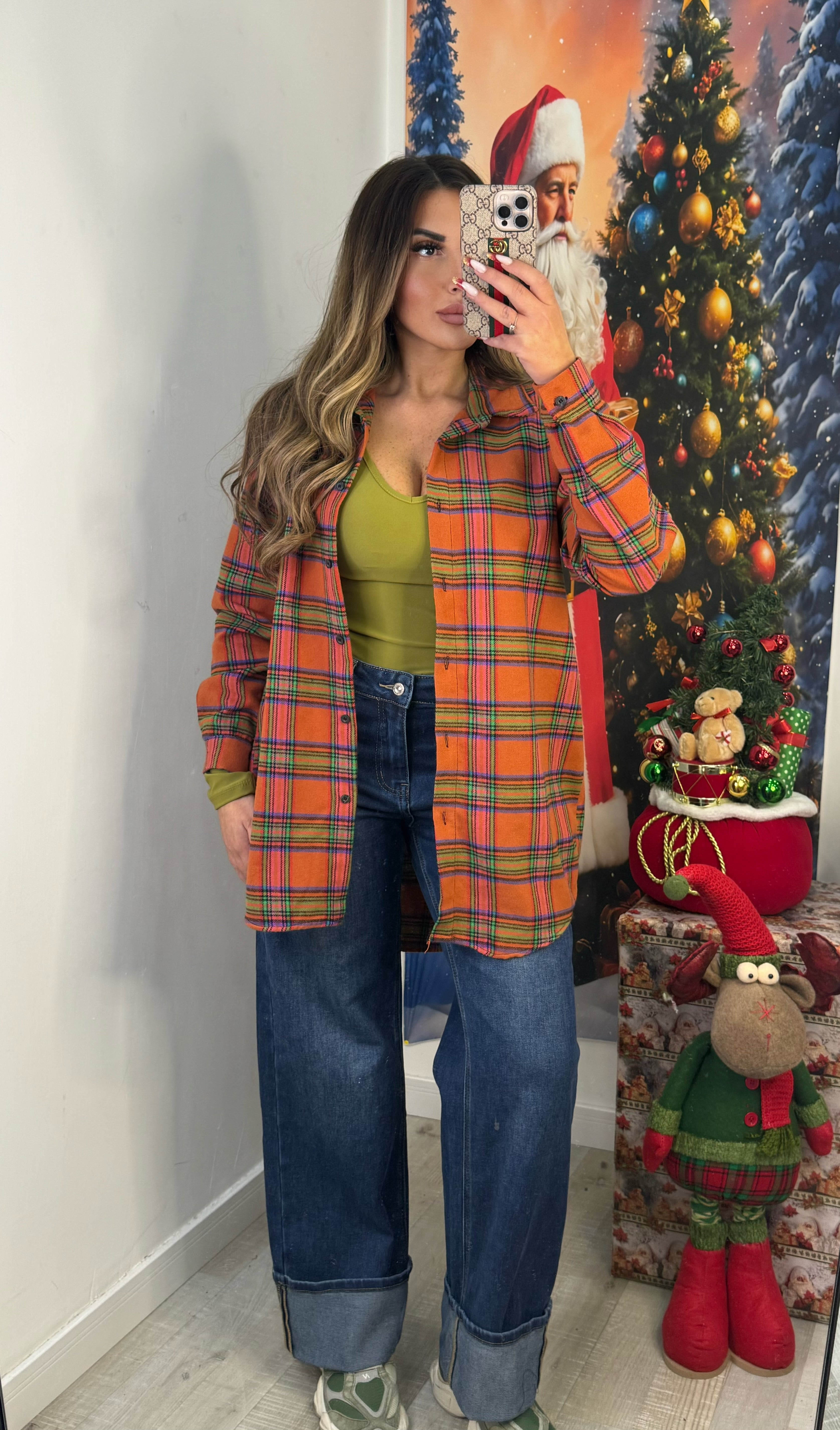 CAMICIA QUADRONI ARANCIO