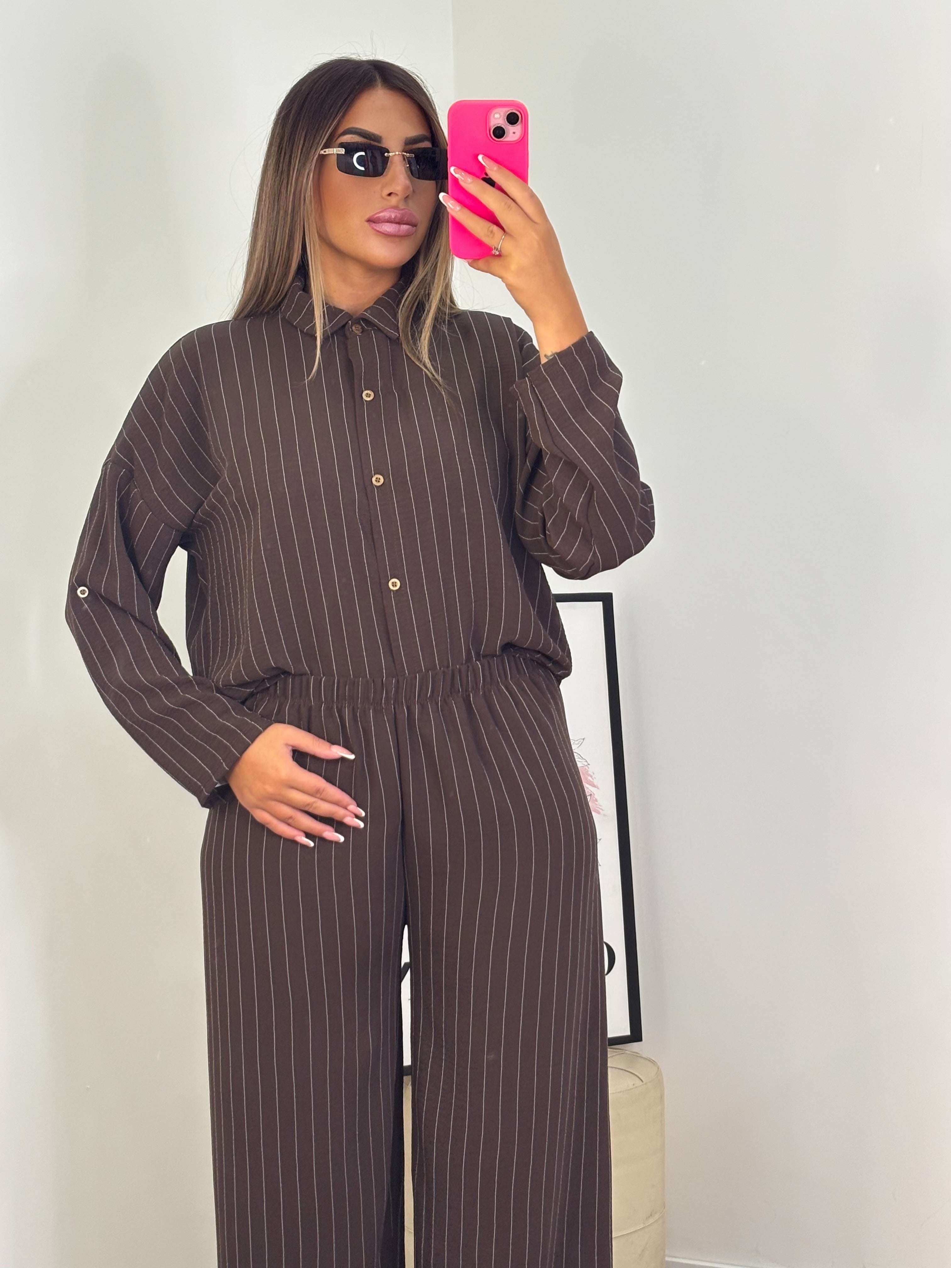 COORDINATO RIGHE CIOCCOLATO