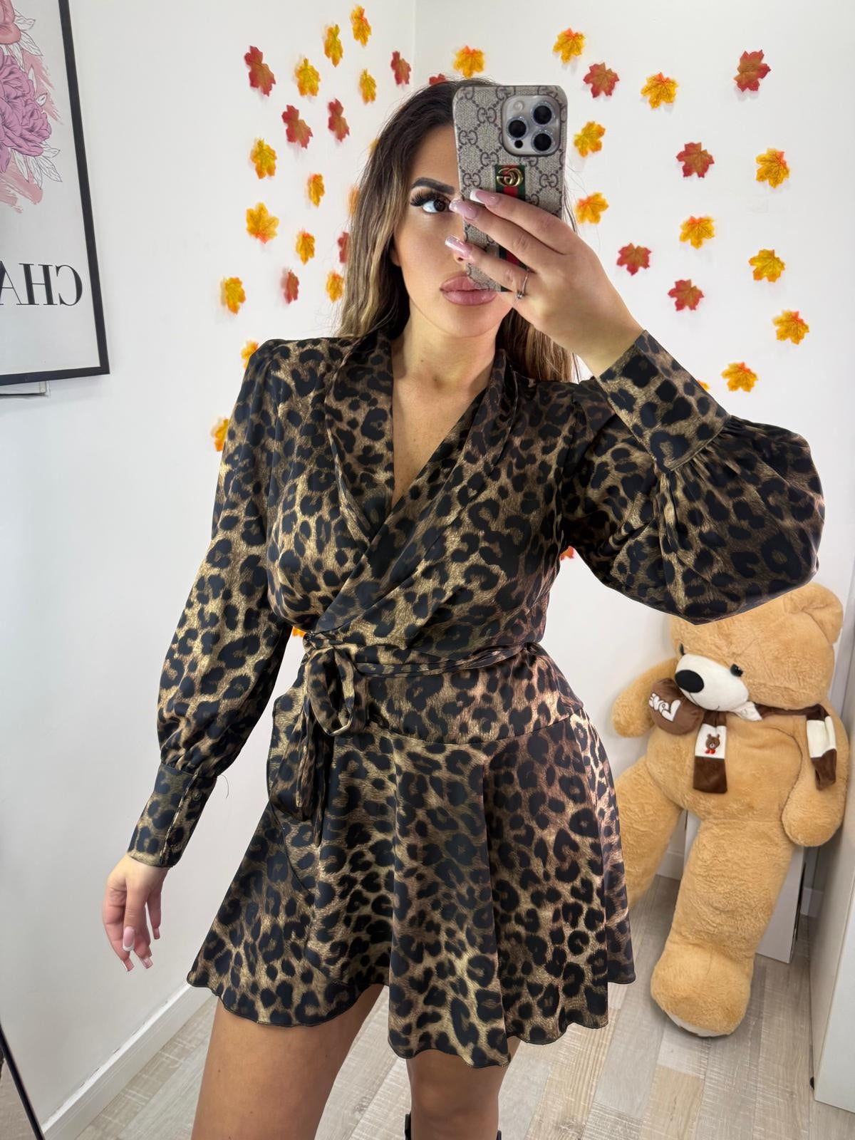 DRESS PORTAFOGLIO LEOPARDATO