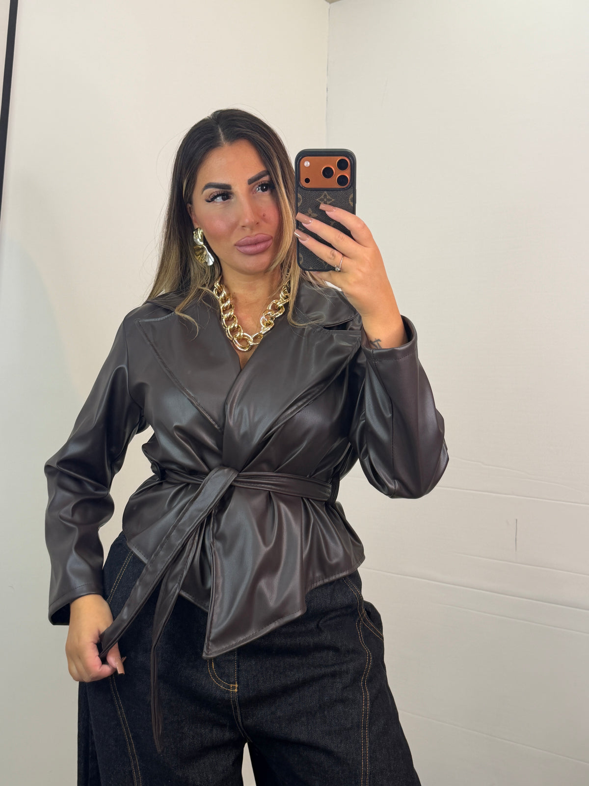 TRENCH ECOPELLE - MARRONE
