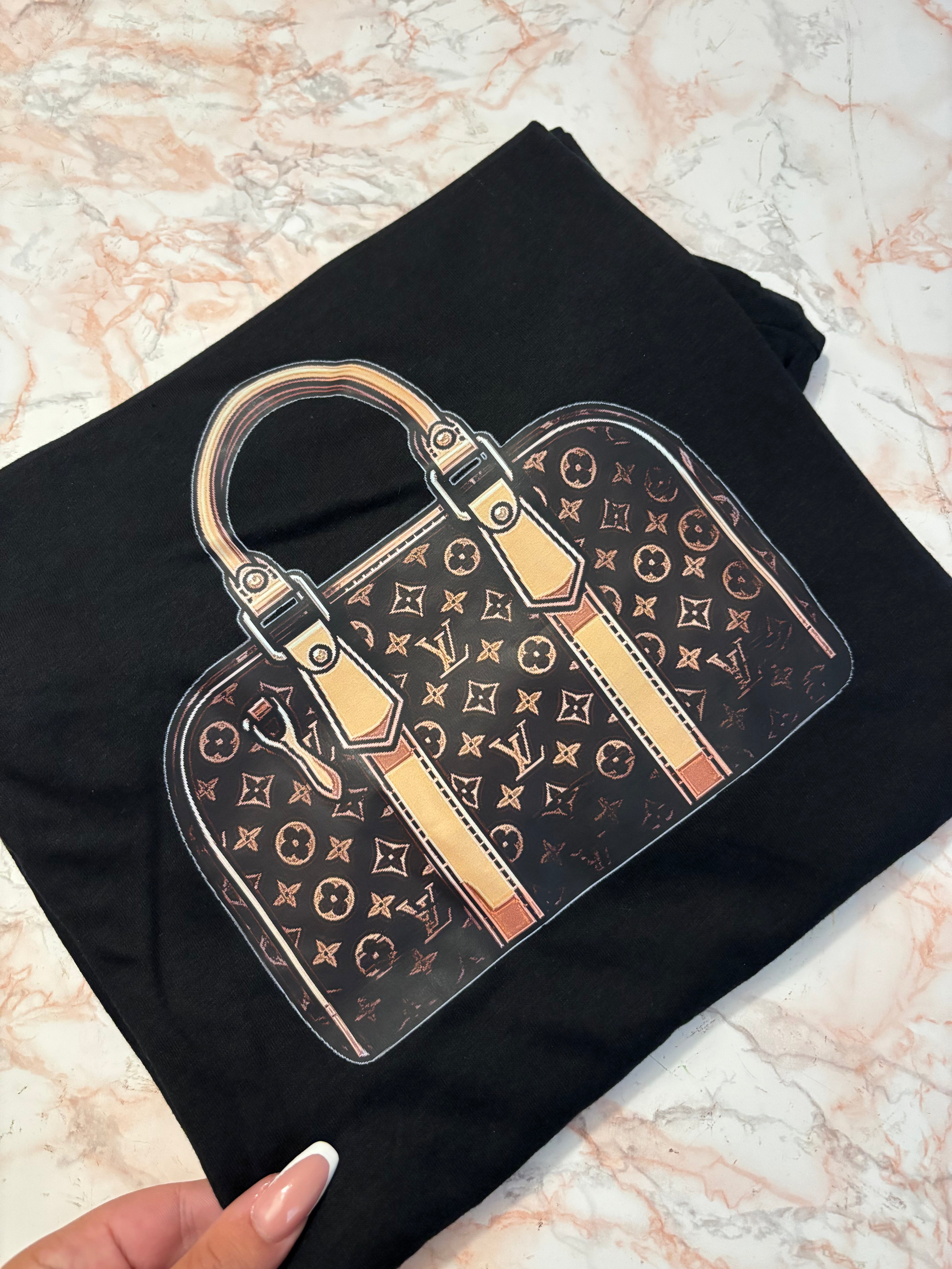 T-SHIRT LV BORSA MARRONE